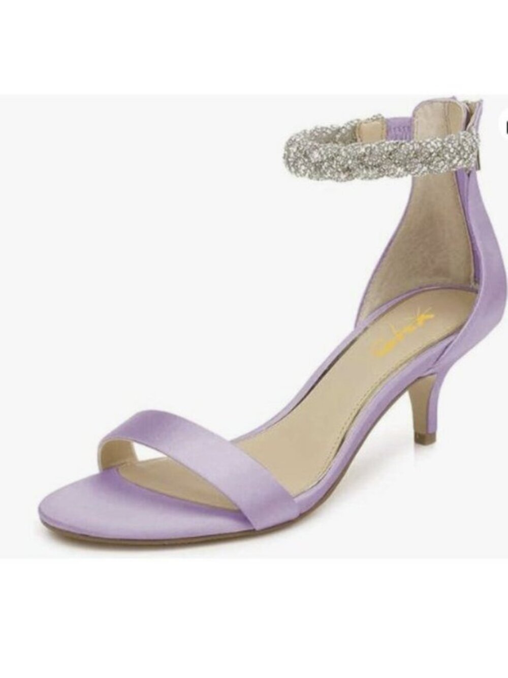 XYD Women's Ankle Strap Kitten Heel Sandals Cute Rhinestone Low Heel Shoe Purple